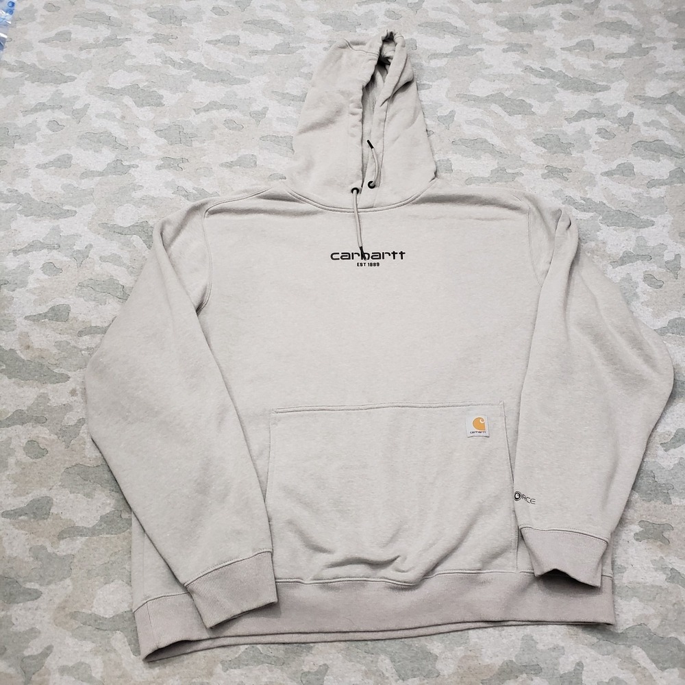 Carhartt Force Sweatshirt Mens 2XL Gray Relaxed Fit Pullover Hoodie Workwear